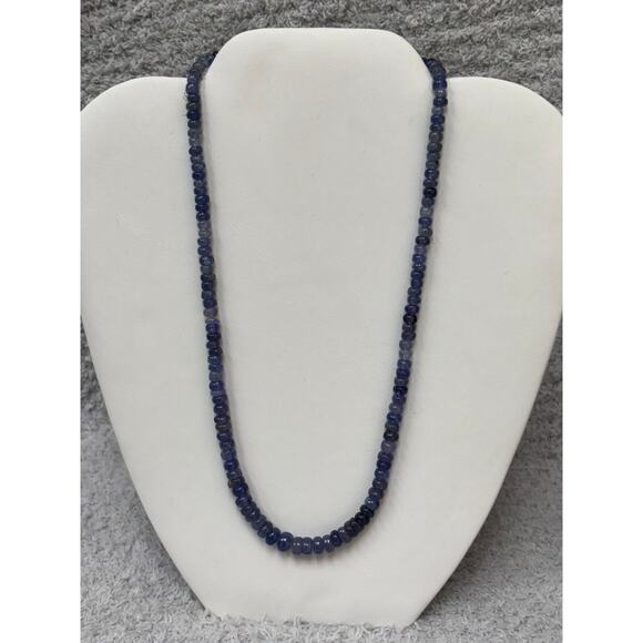Sterling Silver Iolite Bead Necklace 20" #63607 - Picture 1 of 3
